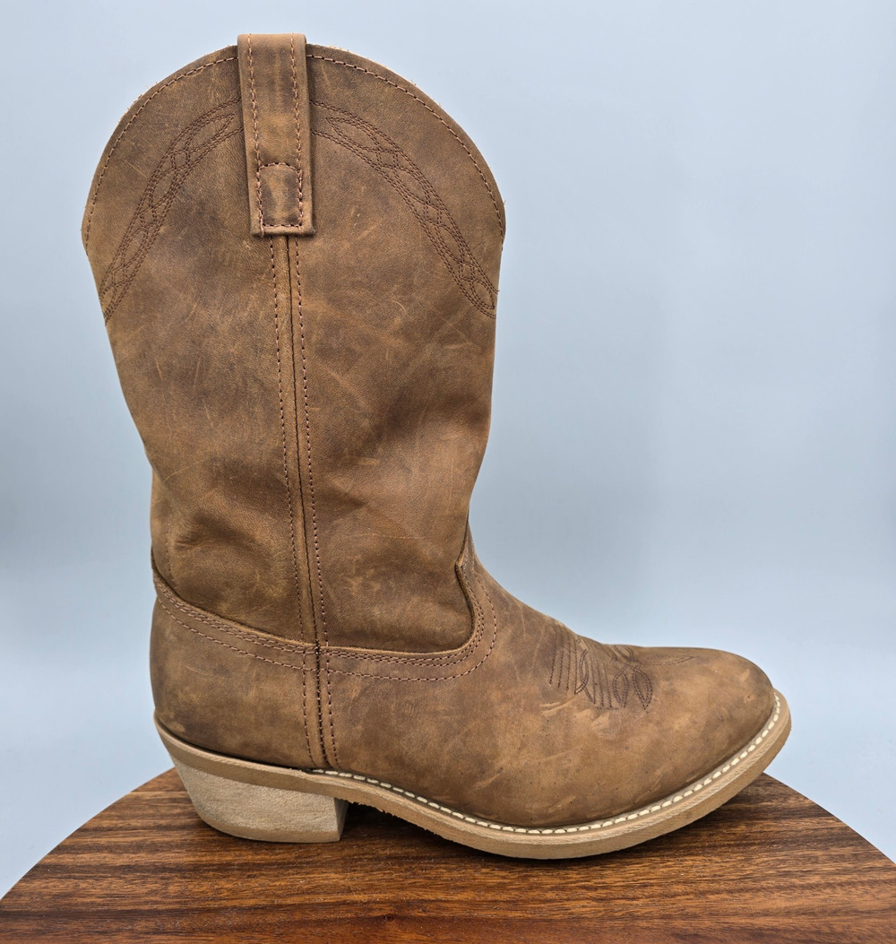 Masterson Boots Mens 10 Extra Wide Brown Nubuck Leather Western Cowboy Pull On